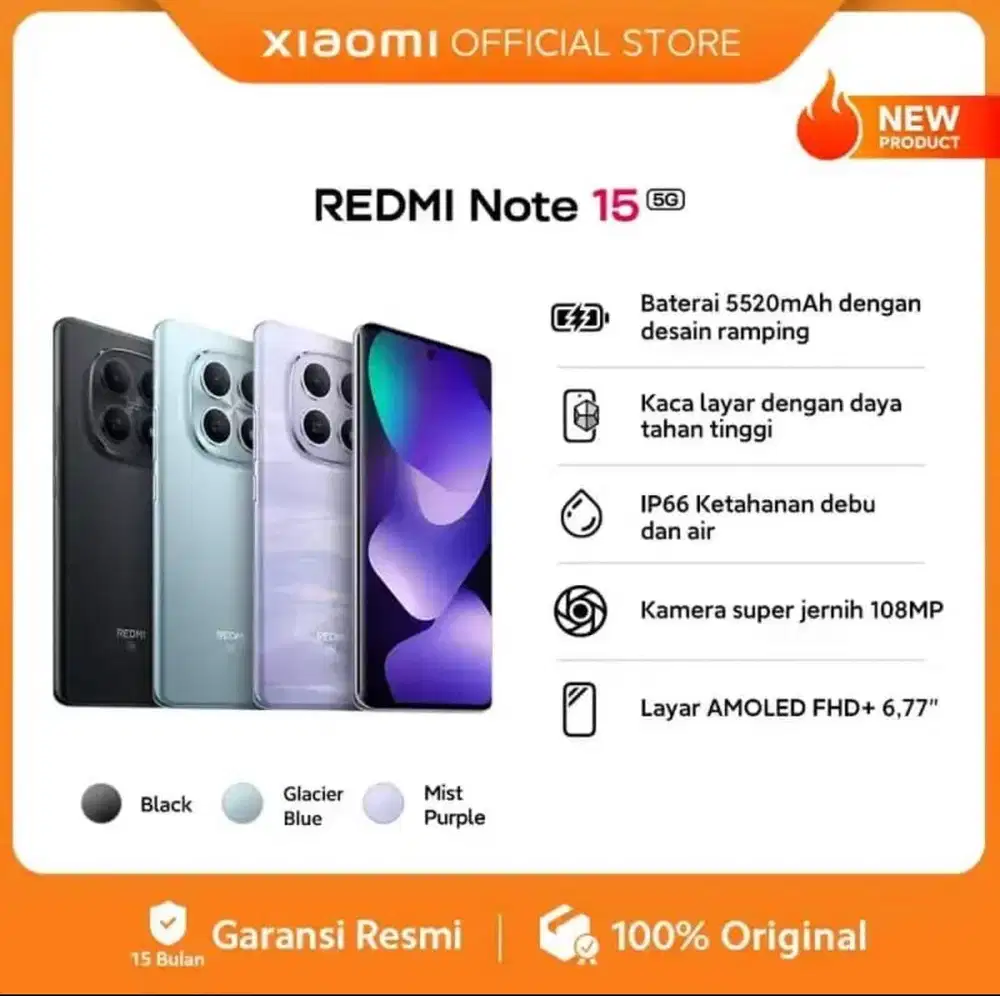 Baru...Xiaomi Redmi Note 5G 12/512 Grs Resmi (Warna : Black)