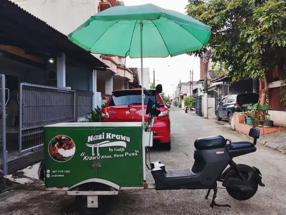 Gerobak Sepeda Listrik untuk jualan makanan