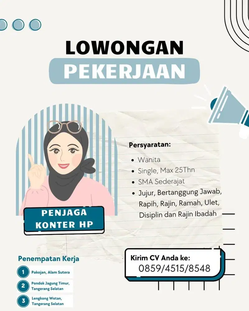 Lowongan kerja penjaga konter