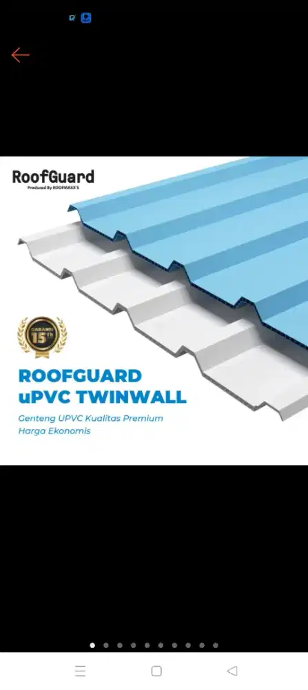Atap UPVC roofguard tebal 11 mm lebar efektif 830 mm