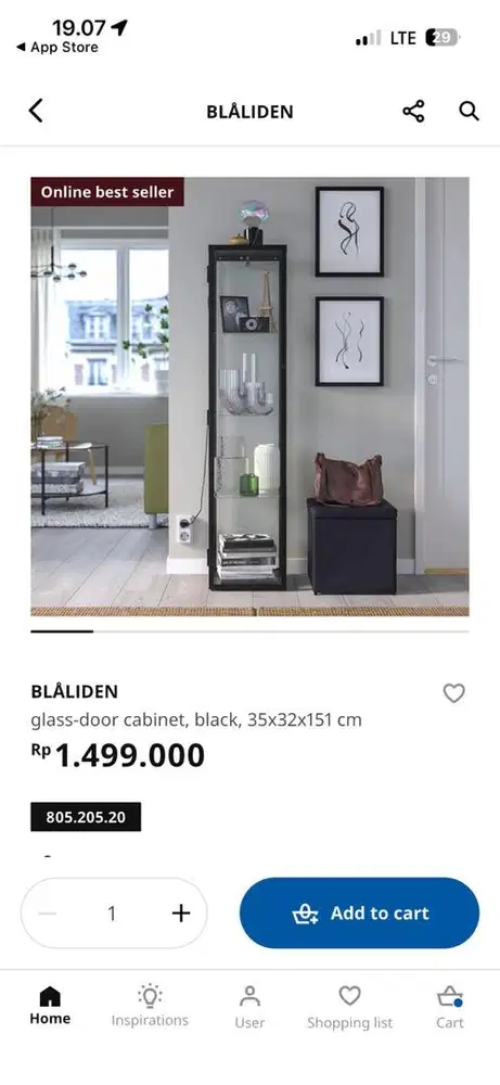 Ikea blaiden lemari kaca pajangan