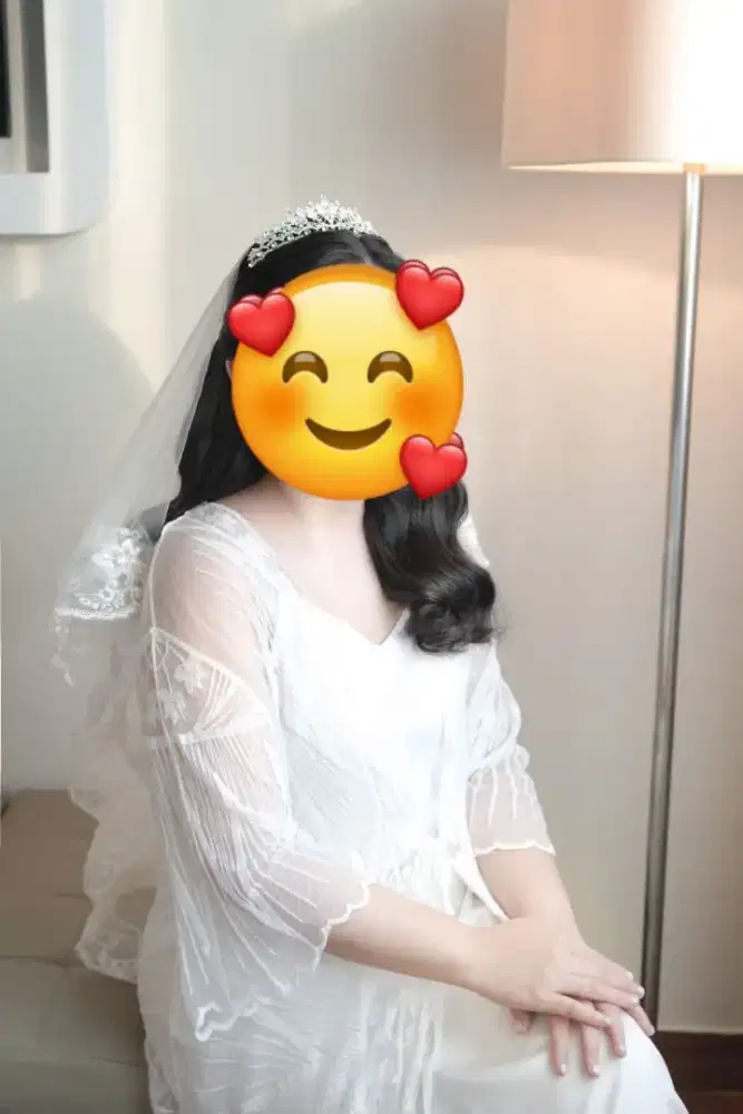 WEDDING ROBE DALAMAN NIKAH 1 SET ALL SIZE INCLUDE MAHKOTA PERNIKAHAN