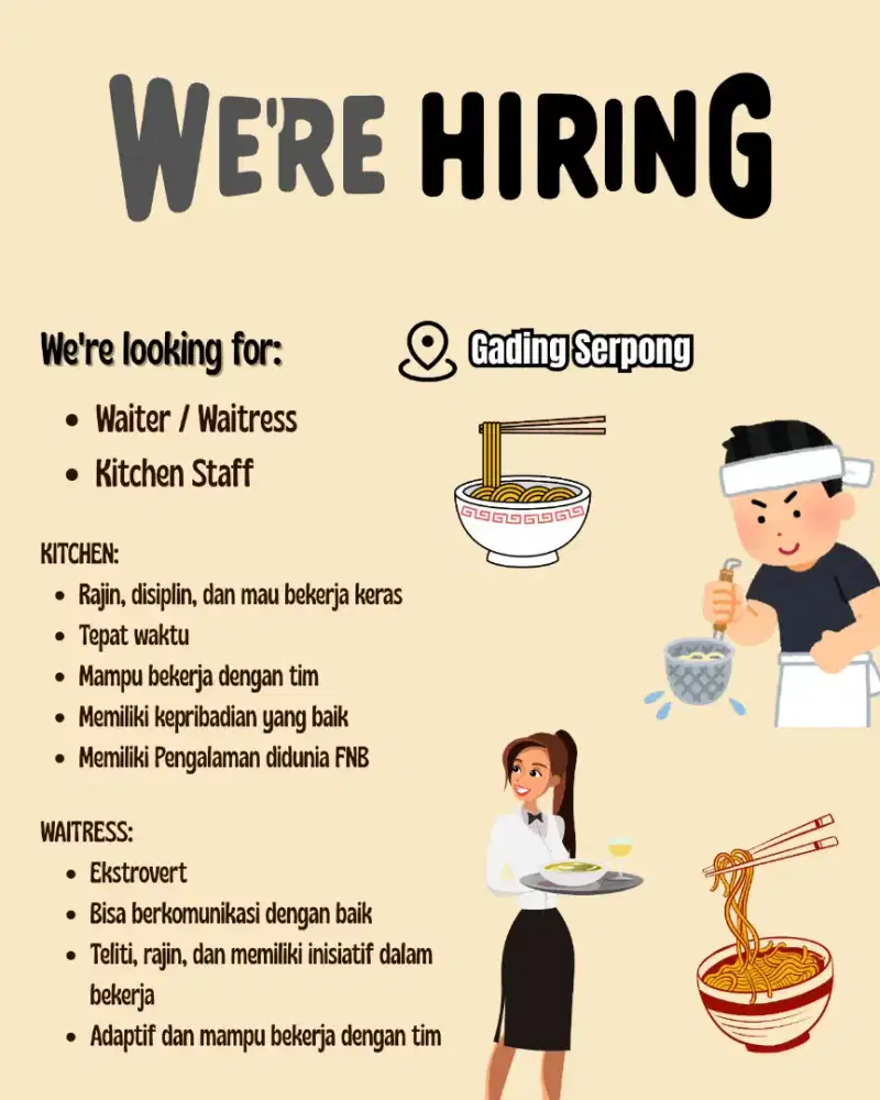 Kitchen staff dan waitress