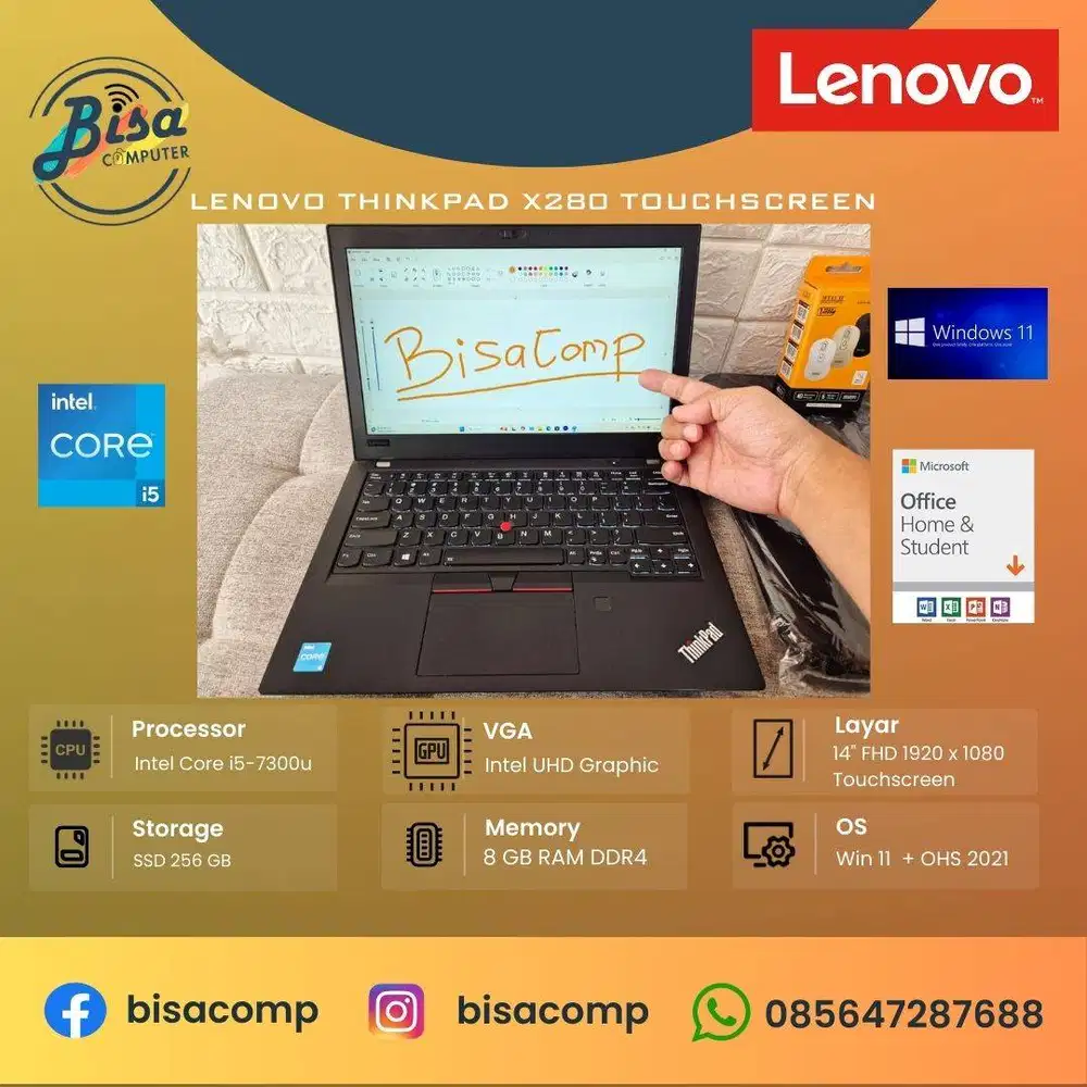 Lenovo Thinkpad X280 Core i5 7th Gen SSD 256gb Ram 8gb 12,5inchFHD