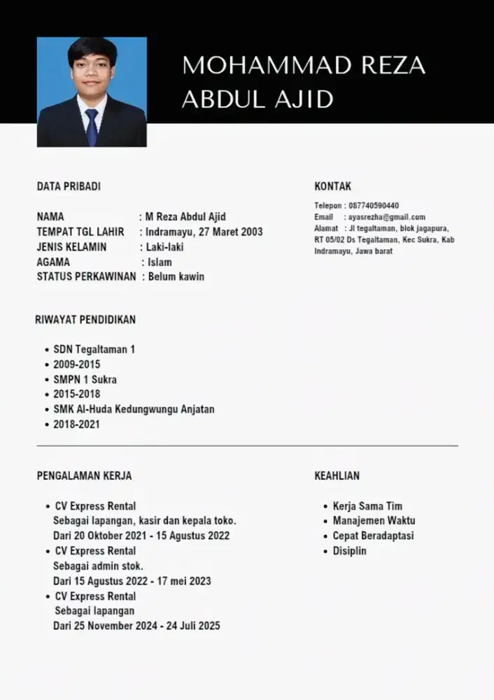 Saya butuh pekerjaan