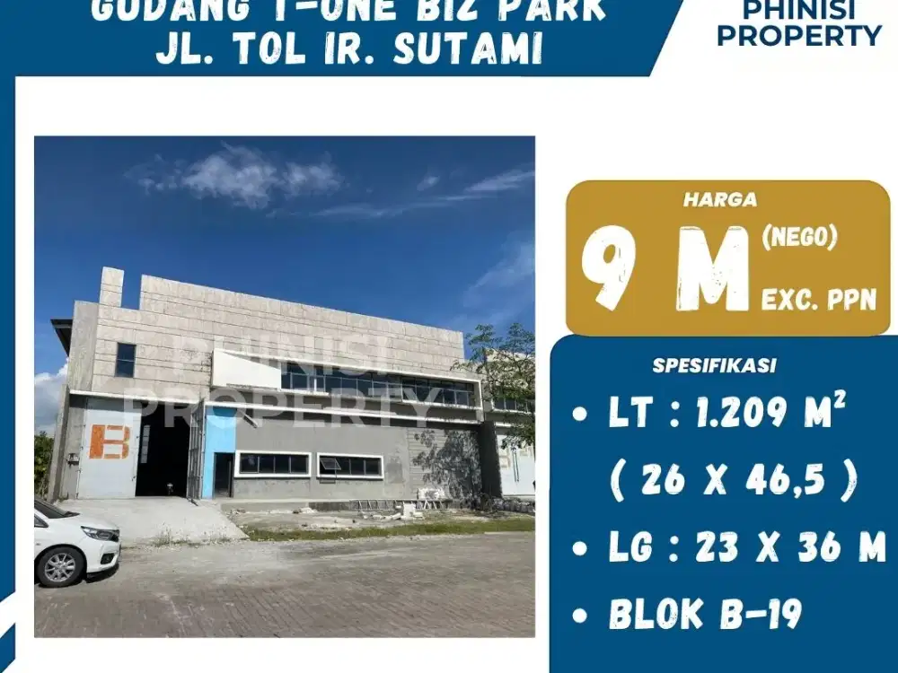 Dijual Gudang Premium T-One Biz Park – Jl. Tol Ir. Sutami