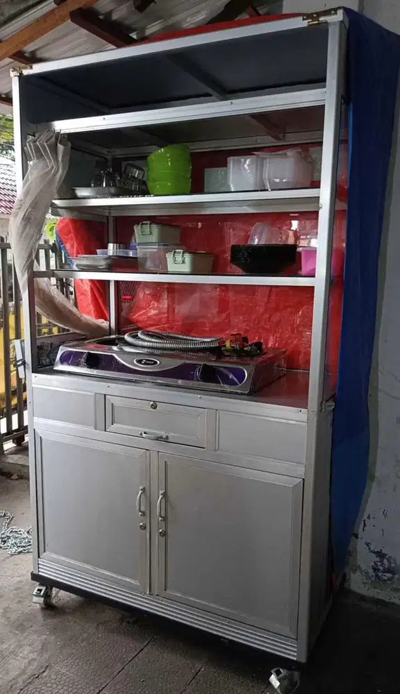 Etalase gerobak alumunium bekas pemakaian 1 bulan