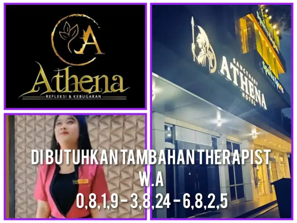 Lowongan staf Therapist Wanita Athena spa