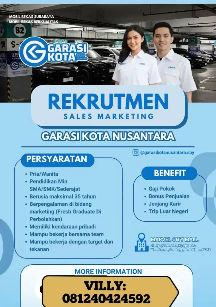 DICARI SALES MARKETINF MOBIL BEKAS