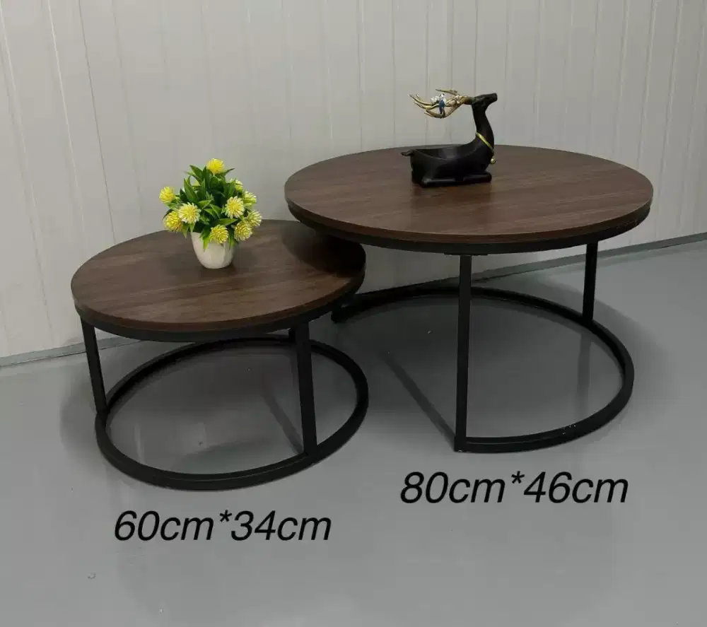 Set meja tamu bulat 2in1