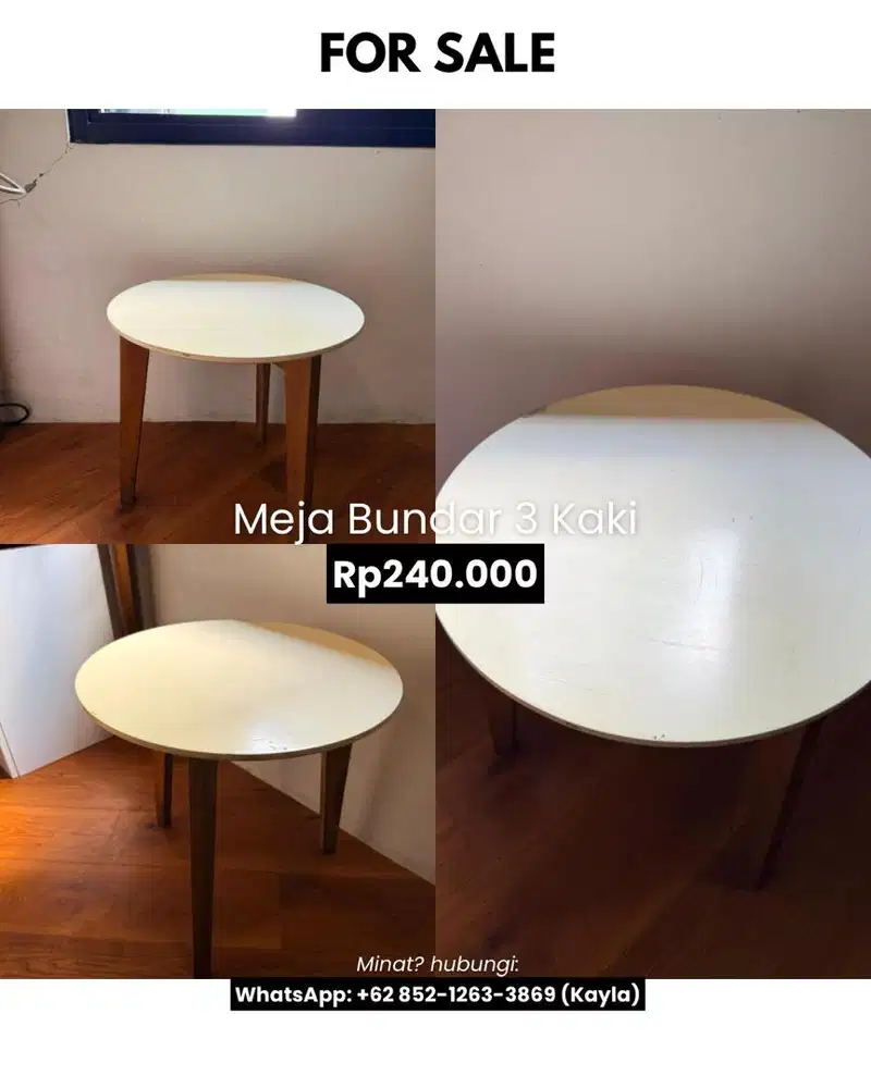MEJA BUNDAR PENDEK 3 KAKI