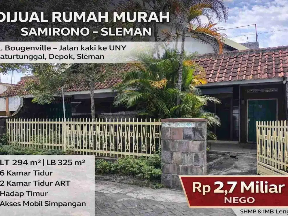 Dijual Rumah Murah Samirono Sleman – Jalan Kaki ke UNY, LT 294 m²