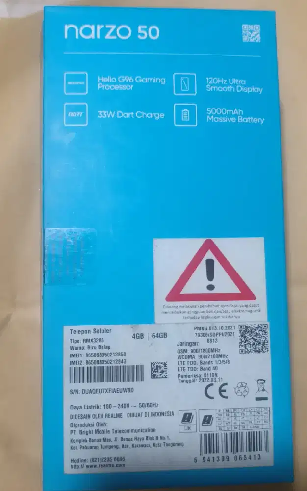 Hp Realme Narzo 50 ada dus dan charger