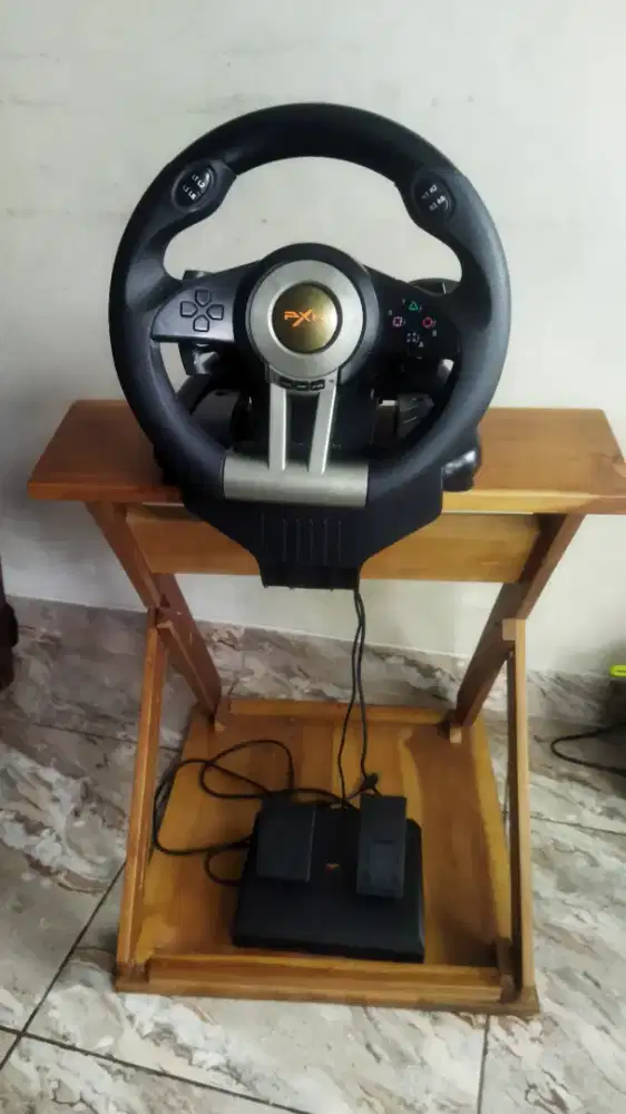 steering wheel controller (stir stik gaming) pxn dan dudukan kayu