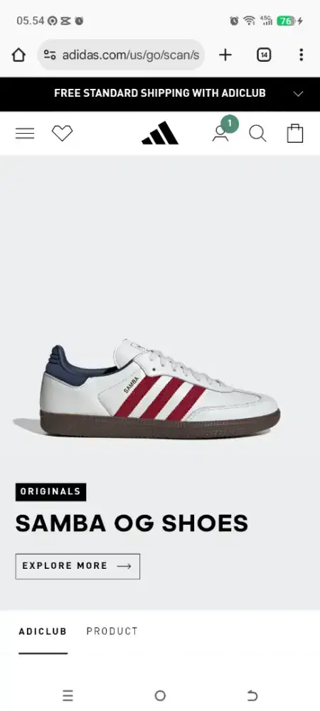 Sepatu Adidas samba white red