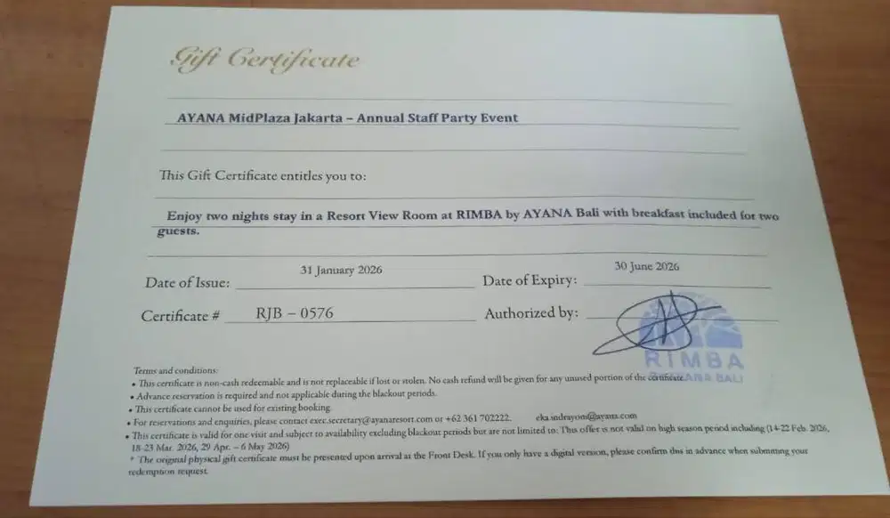 Voucher Hotel RIMBA Ayana  Bali