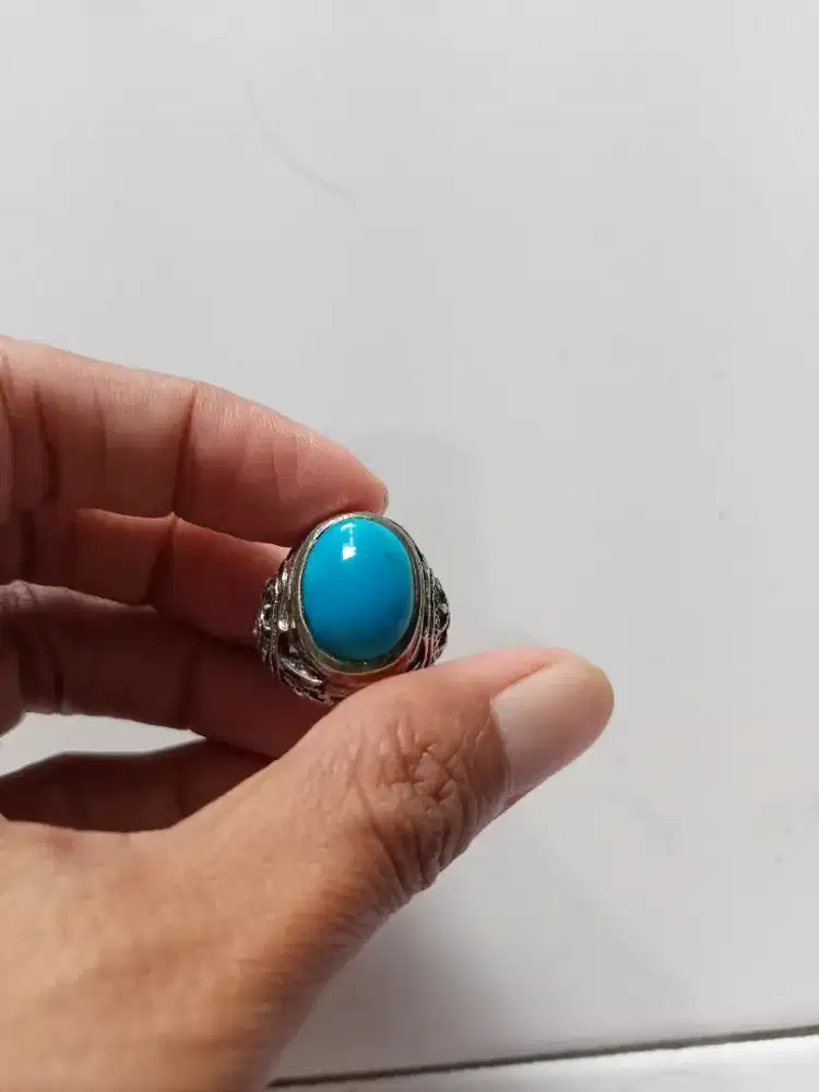 Batu Cincin Akik Permata Natural Turquoise Pirus Biru Polosan