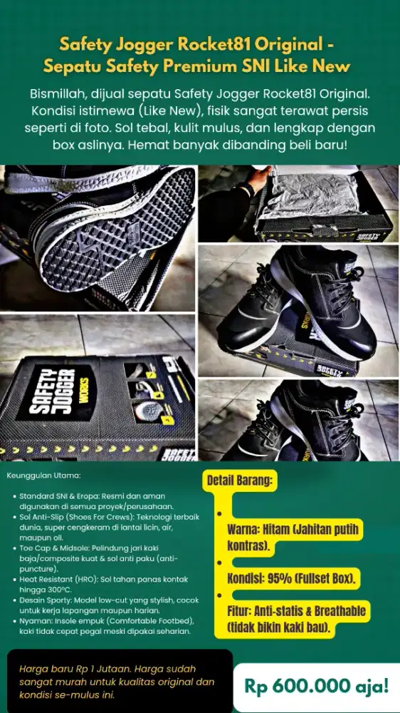 Safety Jogger Rocket81 Original - Sepatu Safety Premium SNI Like New