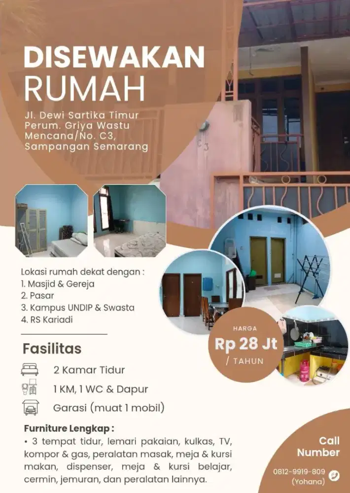 Disewakan rumah minimalis perabot lengkap sehat strategis murah nyaman