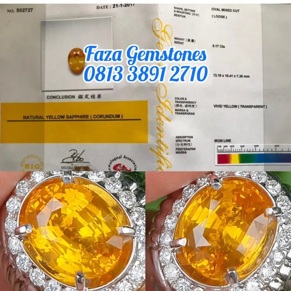 Kolektor Item Vivid Yellow Sapphire Srilanka, Gold Diamond Ring