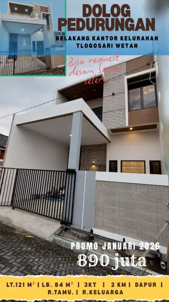 Rumah dengan lingkungan nyaman bonus free desain di Dolog pedurungan