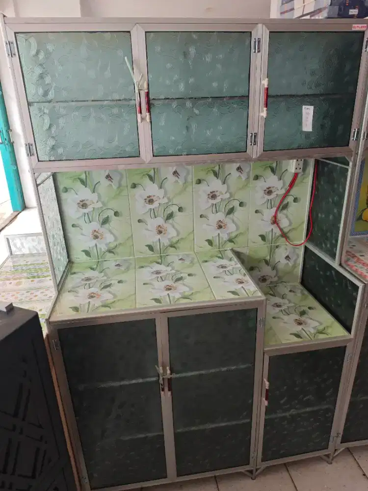 Rak Piring Lemari Dapur Aluminium 3 Pintu