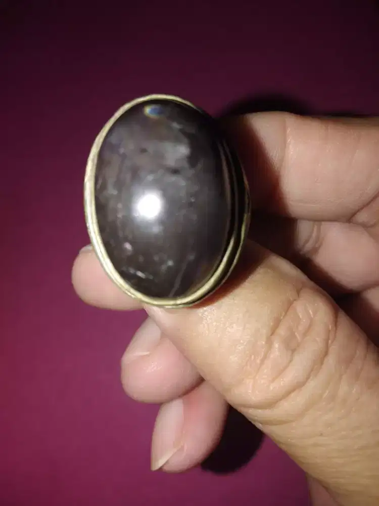 Cincin Batu Akik Hitam Pelangi