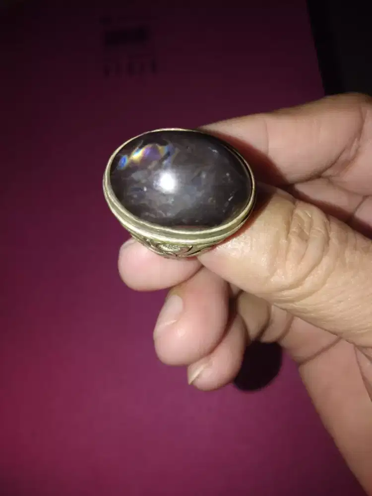 Cincin Batu Akik Hitam Pelangi