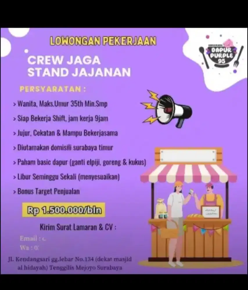 LOWONGAN KERJA JAGA STAND JAJANAN (Cireng dan Dimsum)
