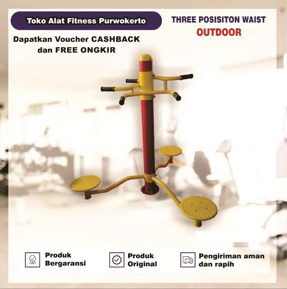 Alat fitness taman three position waist outdor tahan cuaca anti karat