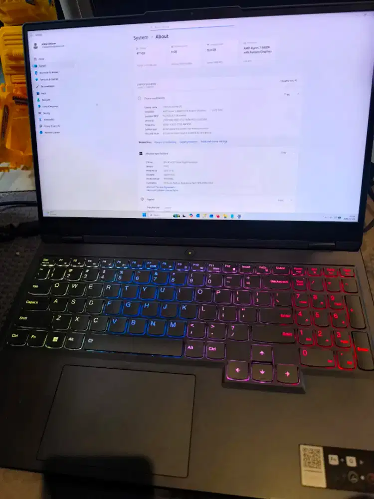 Jual Laptop LENOVO LEGION 5-15ARH7 16GB SSD 512GB VGA RTX3060