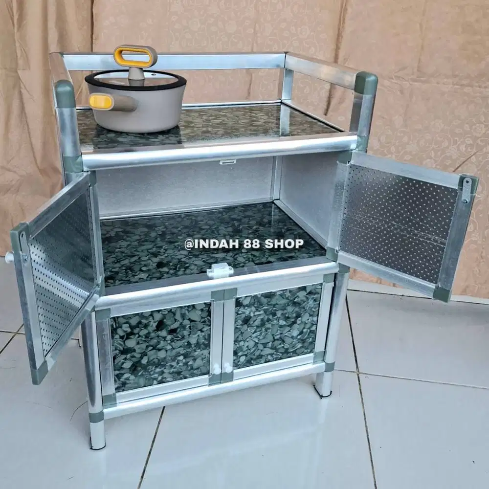 Meja Dapur Aluminium Minimalis / Lemari Piring / Lemari Dapur
