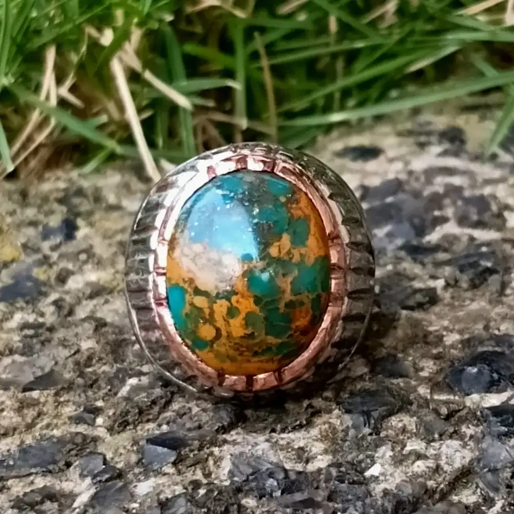 cincin pirus persia hijau urat emas