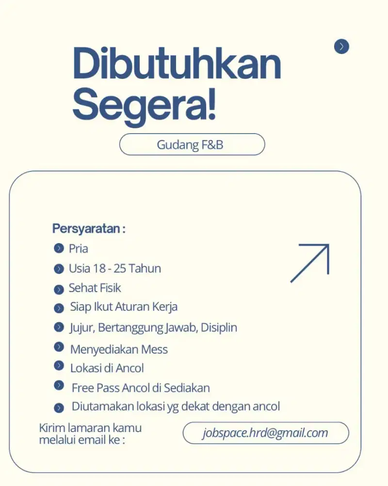 Dibutuhkan Gudang F&B