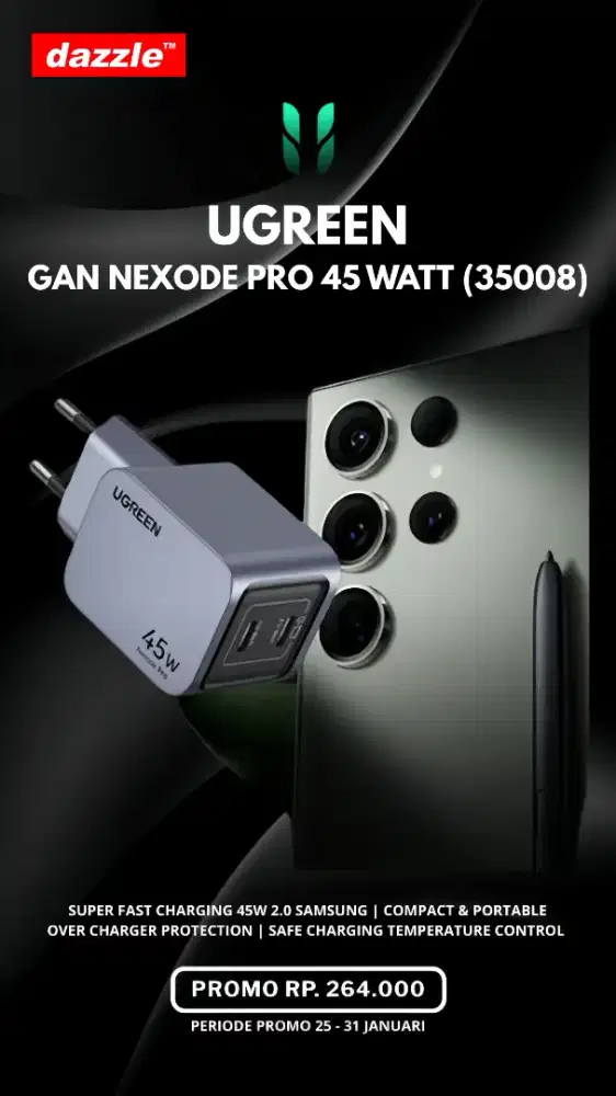 UGREEN GAN NEXODE PRO 45 WATT CHARGER (35008)