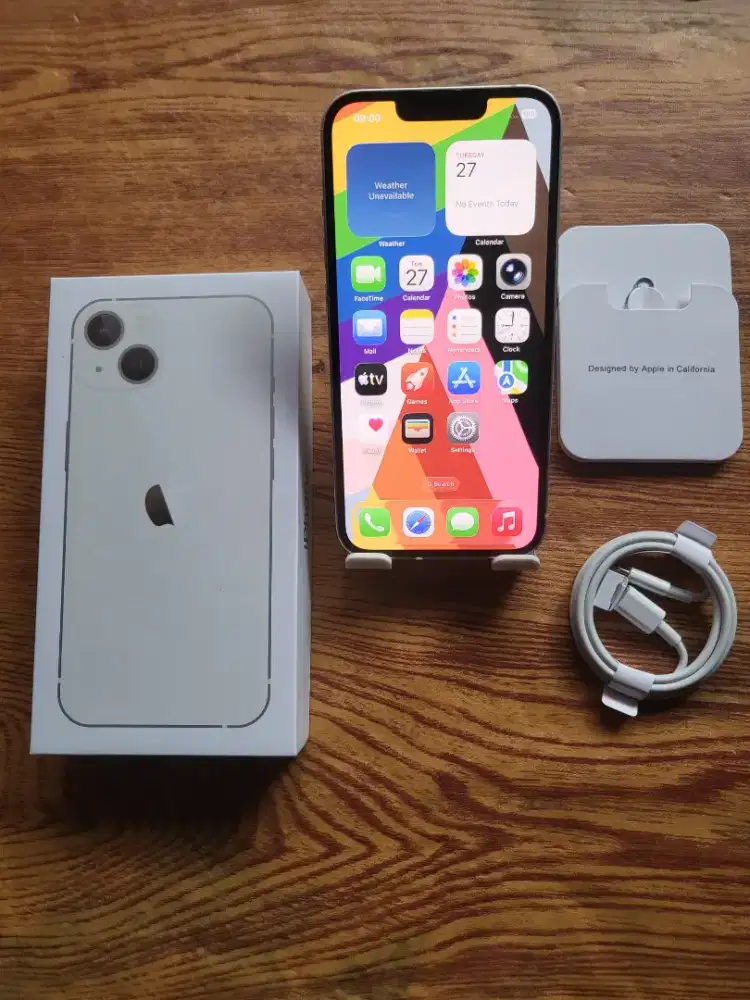 Iphone 13 128gb white inter fullset mulus all operator no minus