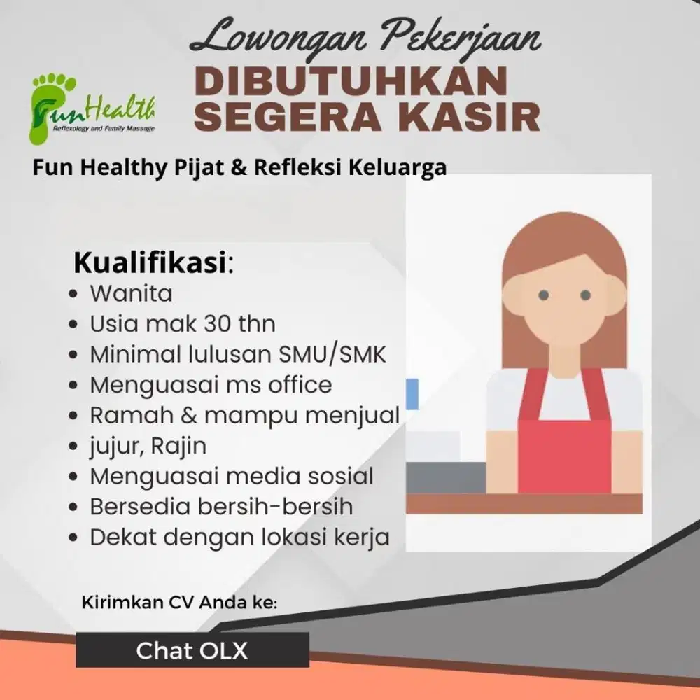 Dicari Kasir Wanita di Gading Serpong -Segera