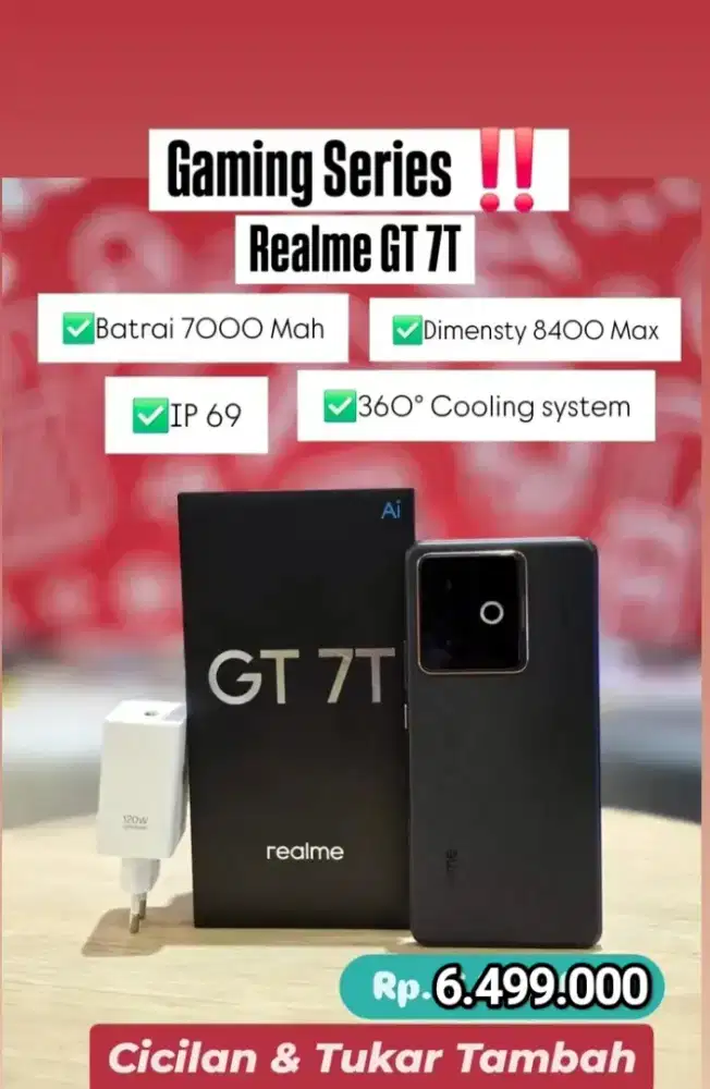 REALME GT 7T 5G.BATERAI 7000 CHARGER 120WATT.STOK TERBATAS