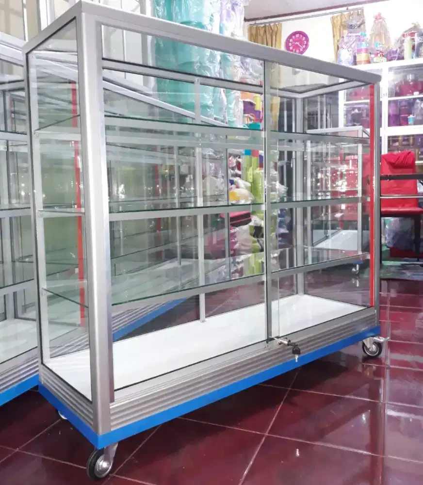 Etalase 1,2Mx1M Pakai RODA BESAR Siap Kirim
