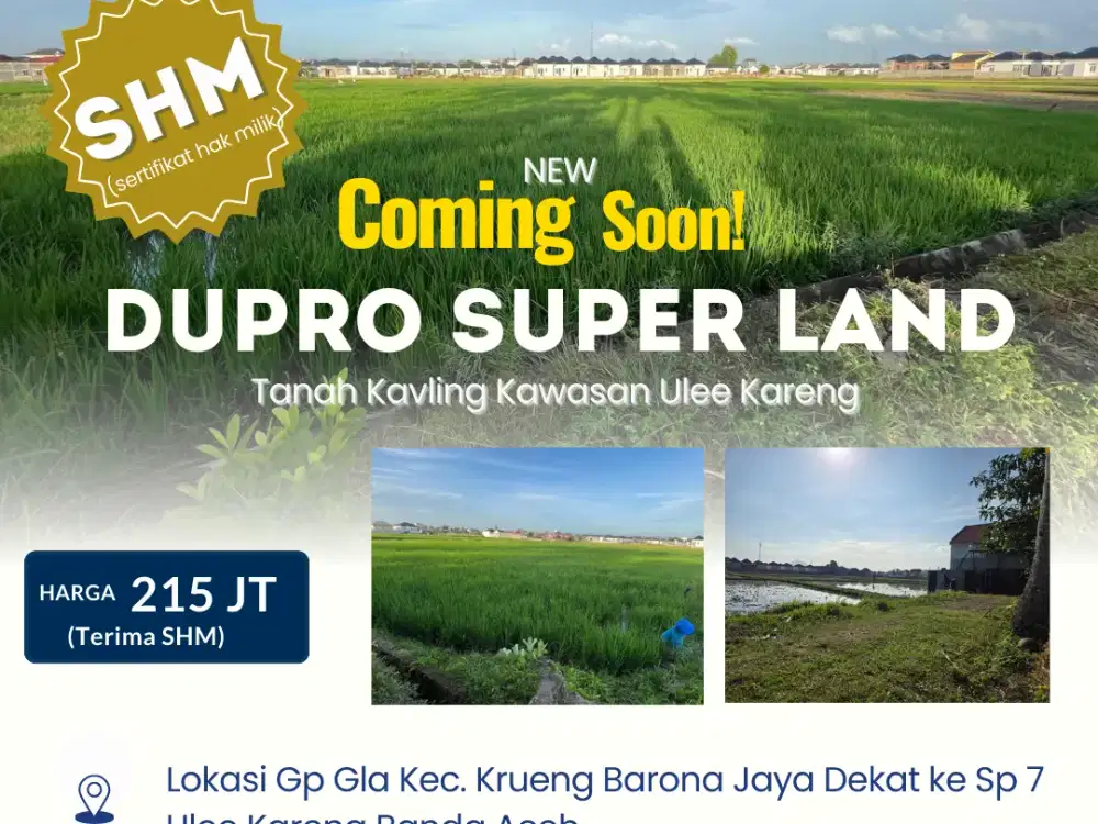 Dijual Tanah Kavling SHM 200 m² Kawasan Ulee Kareng Banda Aceh