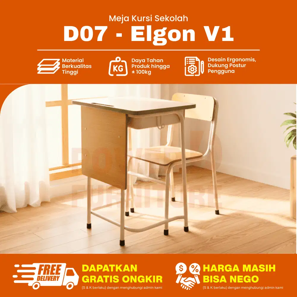 D07 Bangku Sekolah - Set Meja Sekolah | Meja Kursi Sekolah Modern
