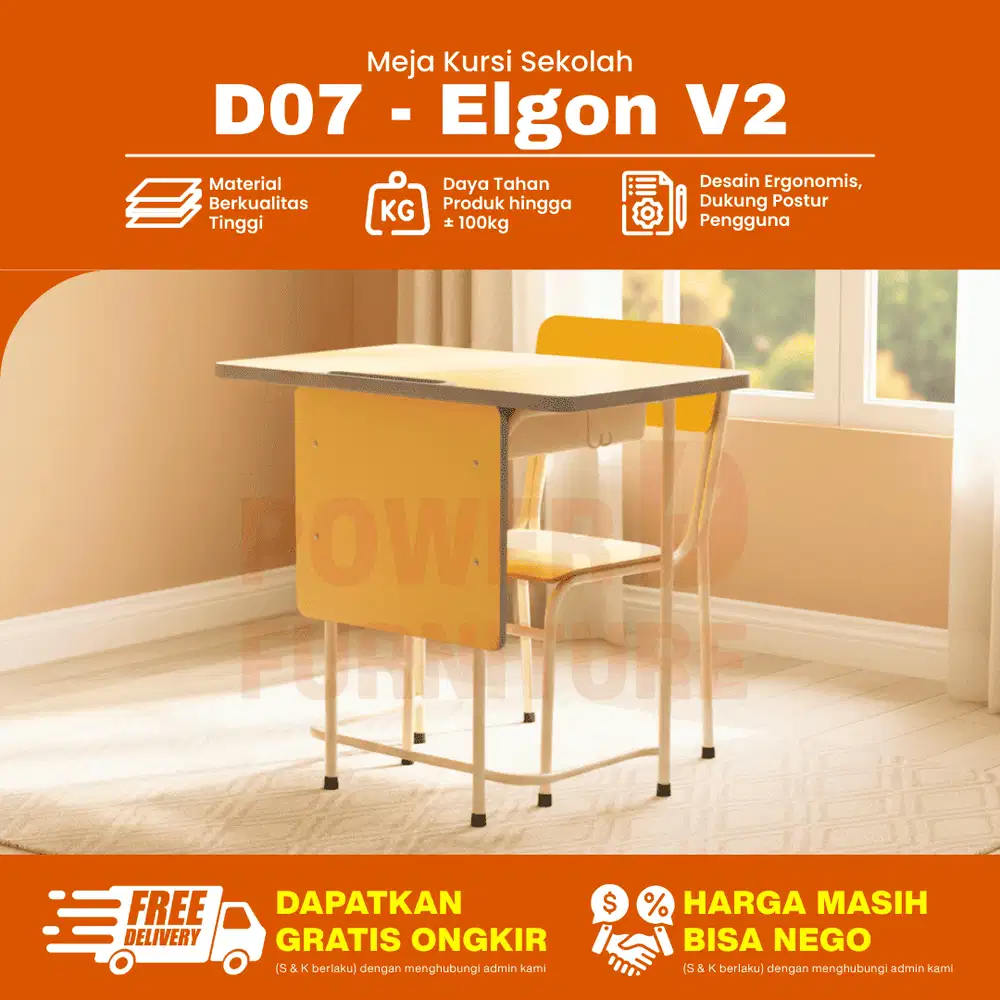 D07 v2 Bangku Sekolah Modern - Meja Kursi Sekolah | Set Meja Sekolah