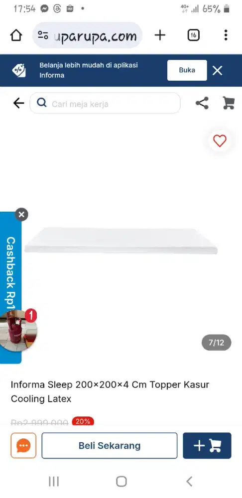 Topper kasur atau kasur lipat Informa