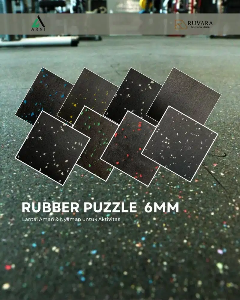 Rubber GYM Matt Flooring 50cm x 50 cm Lantai karet Gym 6mm anti slip