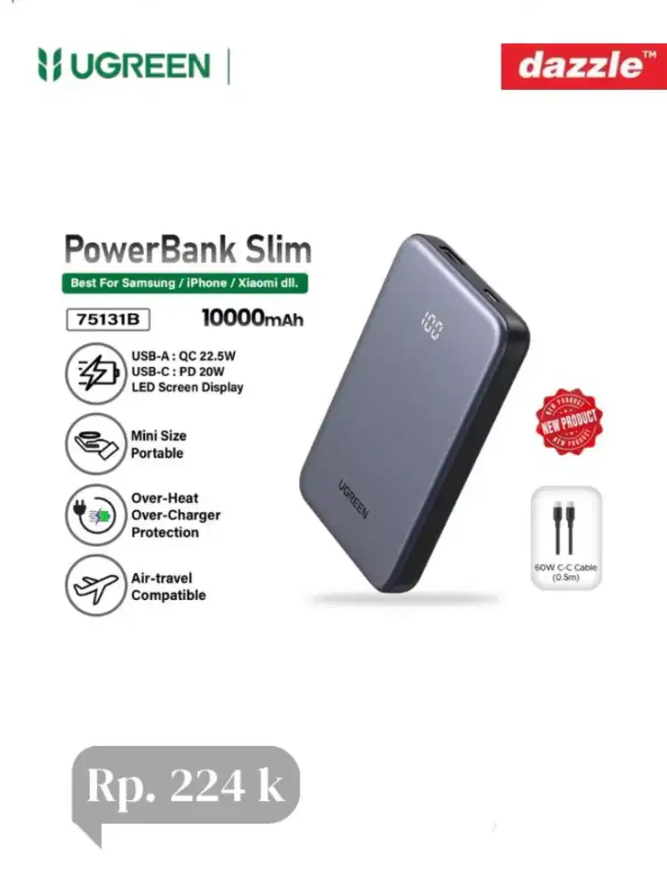 Ugreen powerbank slim 10K mAh 20W fast charger