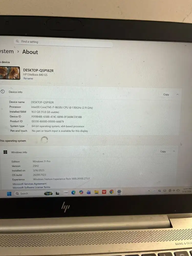 Jual cepat laptop HP elitebook core i7, 16 gb