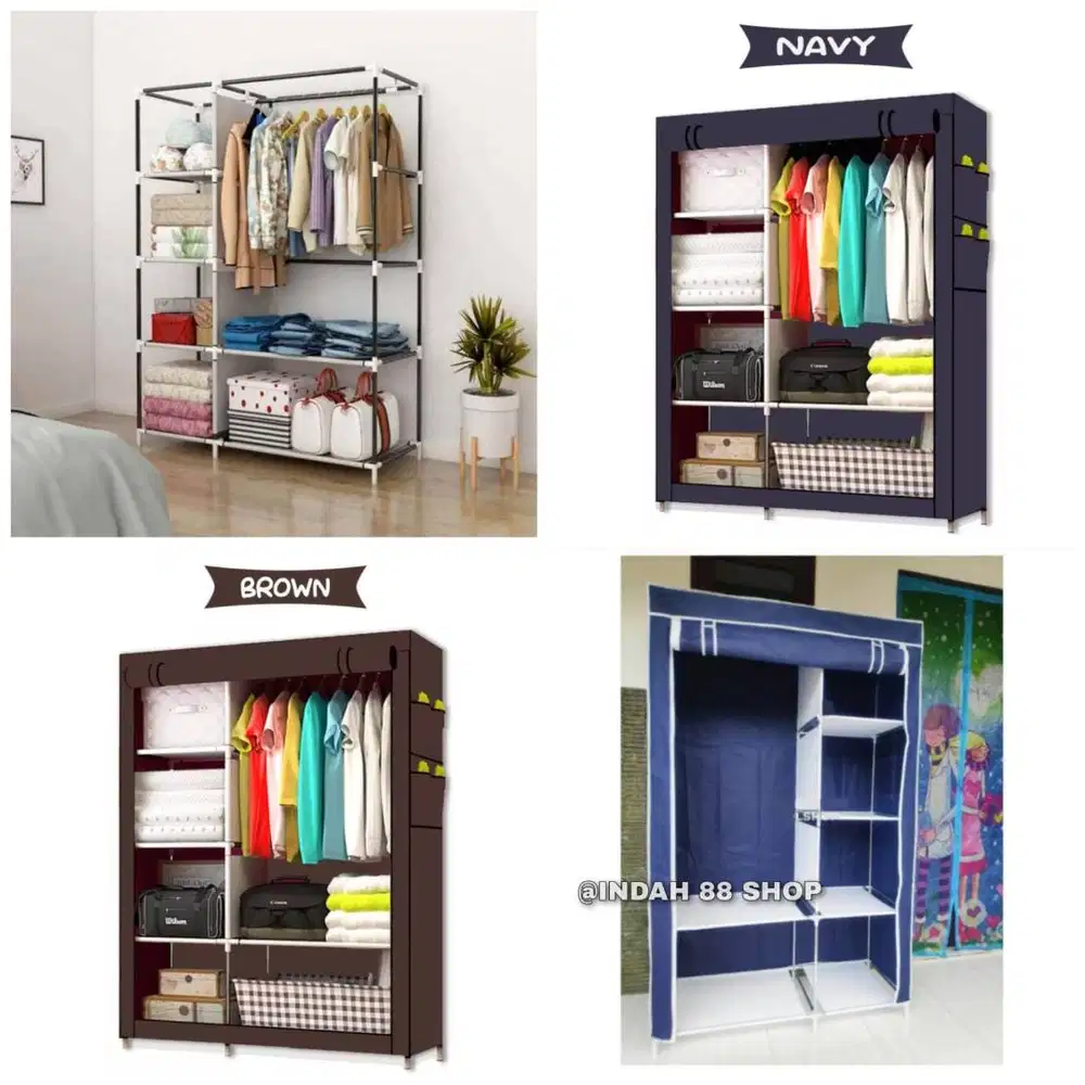 Lemari Pakaian Portable / Lemari Baju Kain 2 Sisi