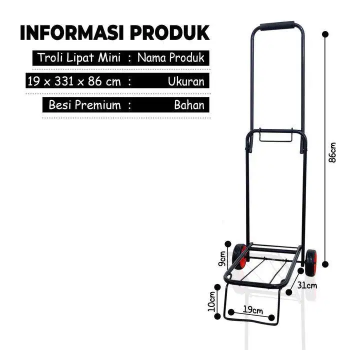 Troli Lipat Mini Serbaguna + Tali Alat Dorong Angkut Kardus Gas Galon