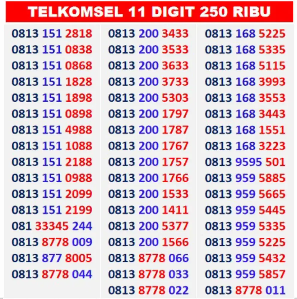 Simpati 11 DIGIT manis