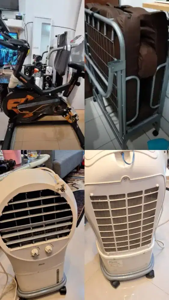 Bundling Sepeda Statis | Air Cooler | Folding Bed
